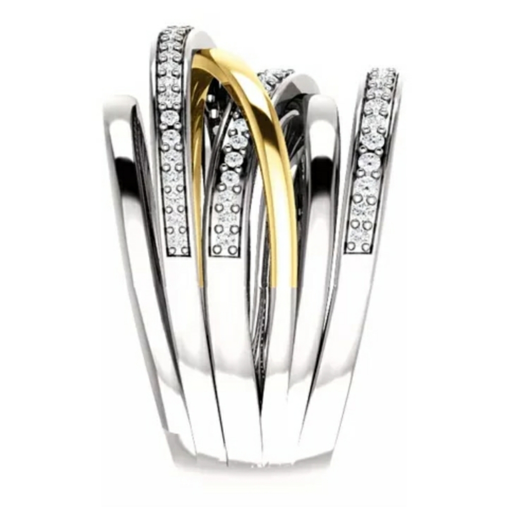New Silver Gold Line Ring - Picture 6 of 6